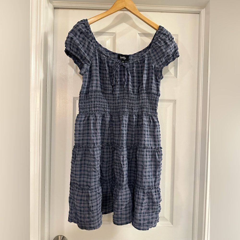 By & By Blue and White Gingham Dress size large